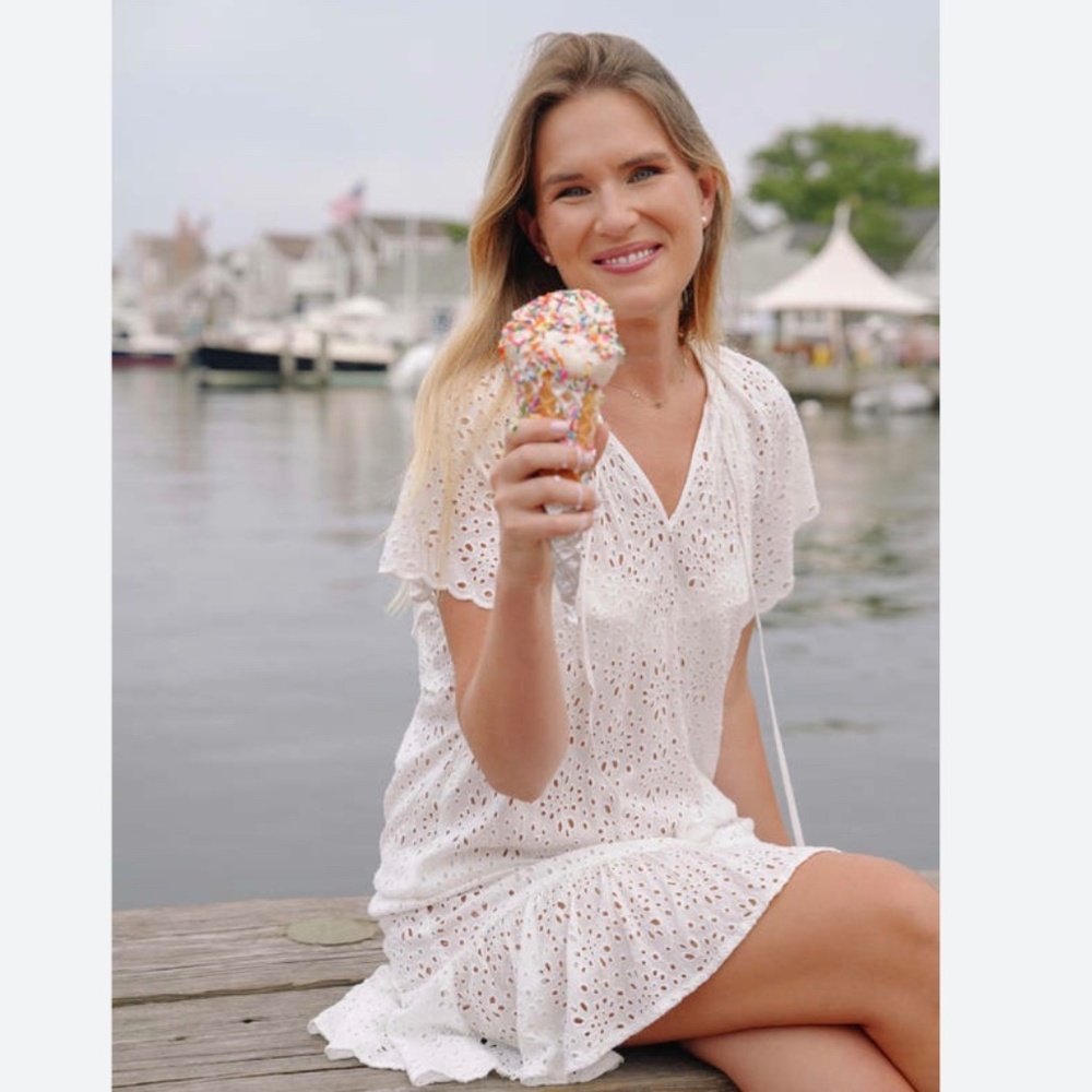 Cartolina Nantucket Joy Cover Up Eyelet Bright White Dress